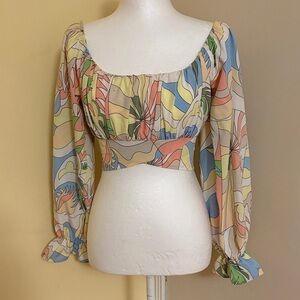 Milk & Honey Multicolor Abstract Print Women's Top Small